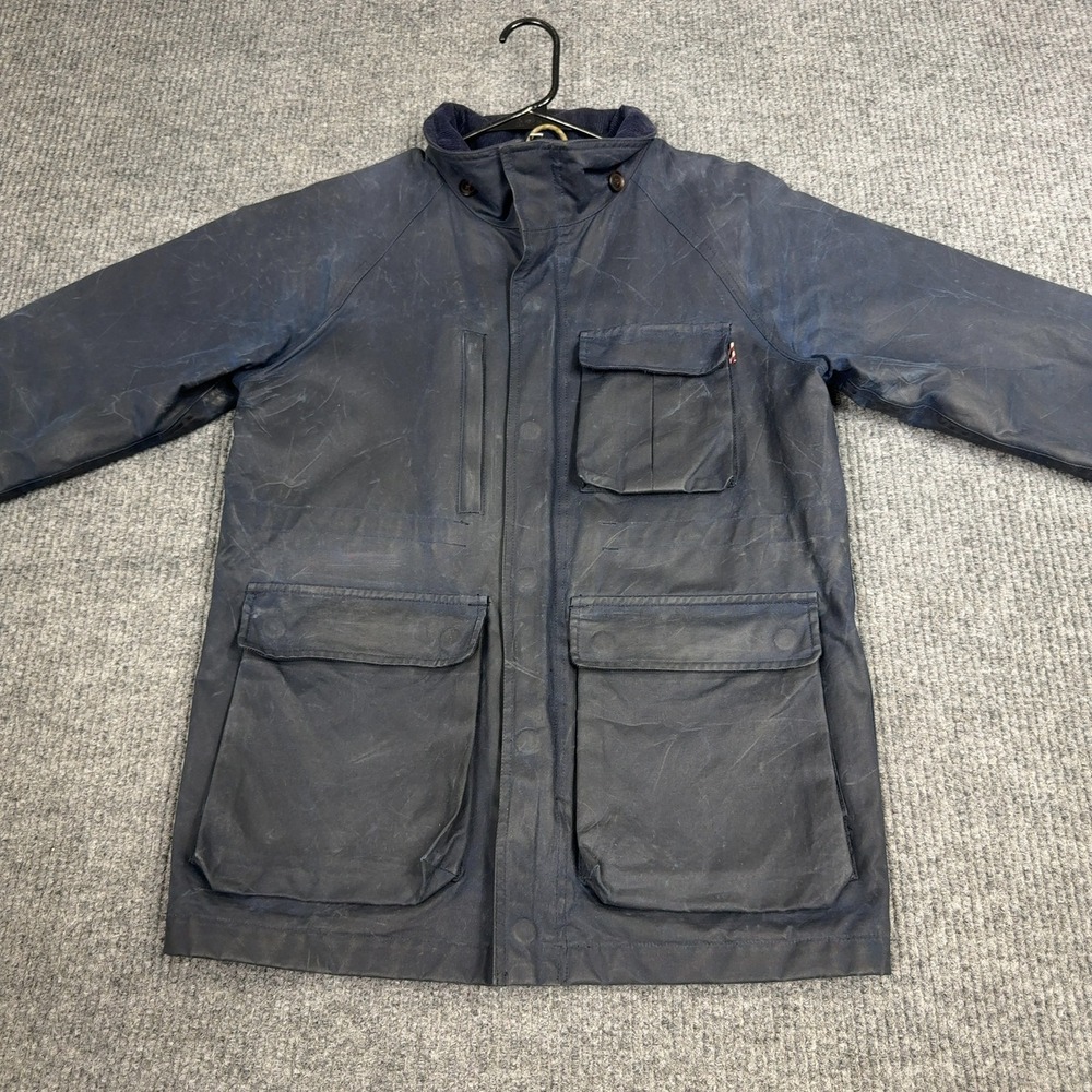 Freemans Sporting Club Waxed Jacket Mens M Navy Blue Made in USA Canvas Field